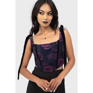 killstar nightbloom corset top purple rose print whimsigoth Large